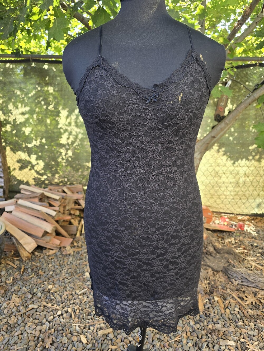 Victoria's Secret Black Lace Mini Slip Dress Tumbler Grunge Vampy Gothic Romance